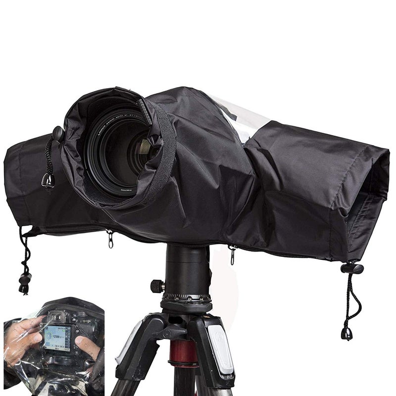 WANBY Waterproof Camera Rain Cover Professional Soft Black Camera Rain Covers for All DSLR SLR Cameras - Image 1